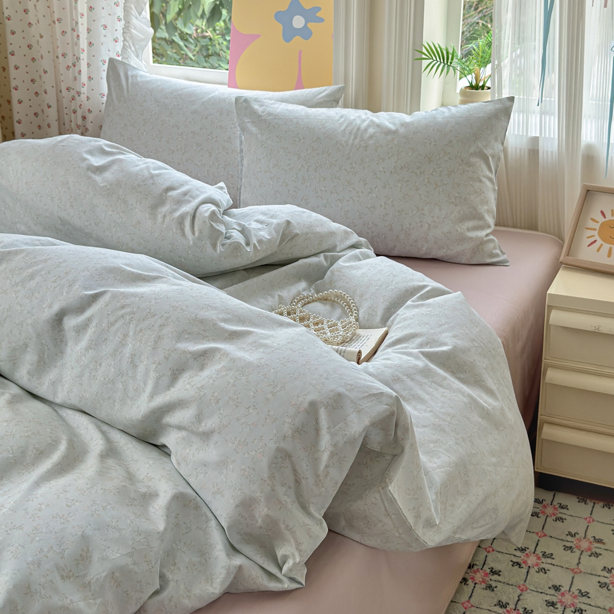 91家纺网 家纺一手货源 找家纺 优彩 2025新款13372碎花系列全棉四件套云森处