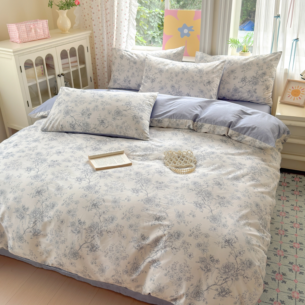 91家纺网 家纺一手货源 找家纺 优彩 2025新款13372碎花系列全棉四件套茱丽叶