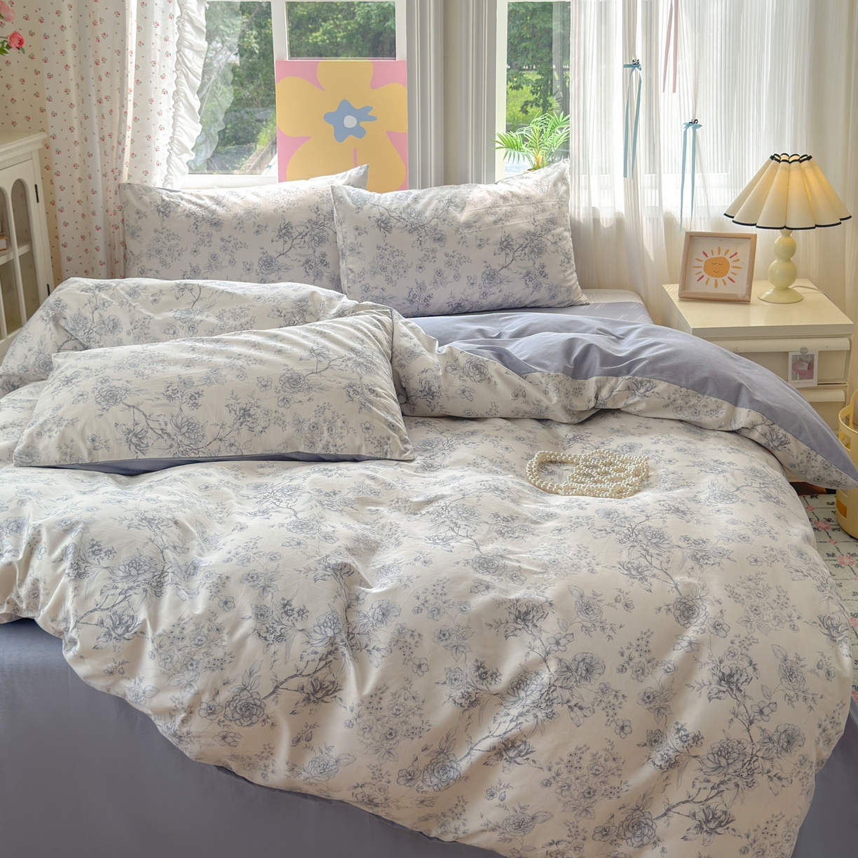 91家纺网 家纺一手货源 找家纺 优彩 2025新款13372碎花系列全棉四件套茱丽叶