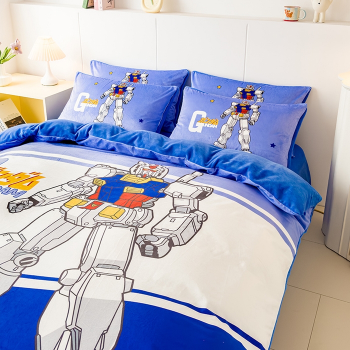 ds生活馆 2026新款大版卡通水晶绒牛奶绒单被套 机器人