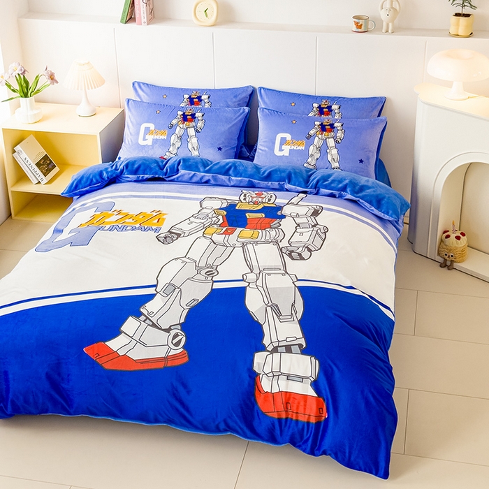 91家纺网 家纺一手货源 找家纺 ds生活馆 2026新款大版卡通水晶绒牛奶绒单被套 机器人