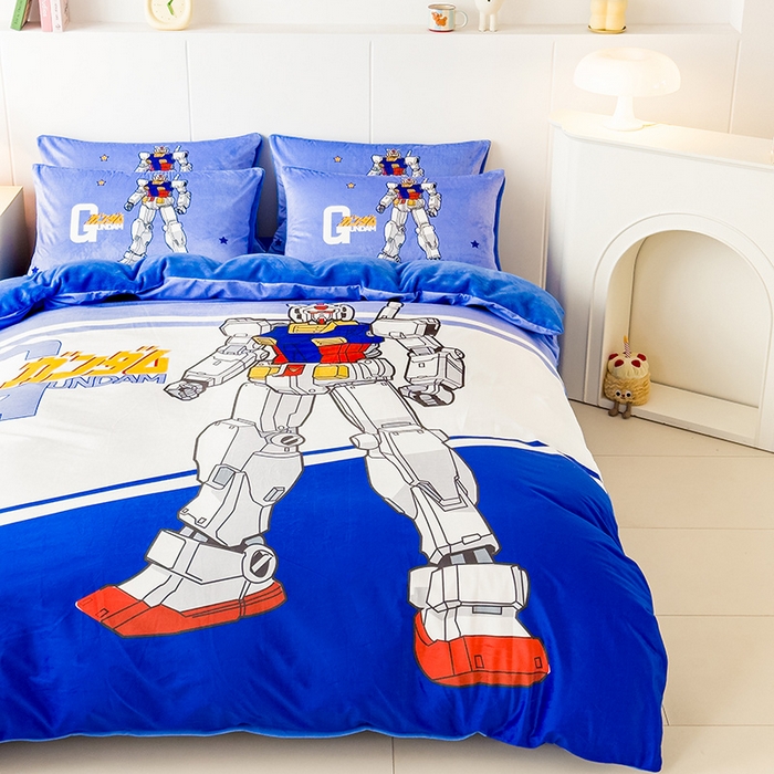 91家纺网 家纺一手货源 找家纺 ds生活馆 2026新款大版卡通水晶绒牛奶绒单被套 机器人