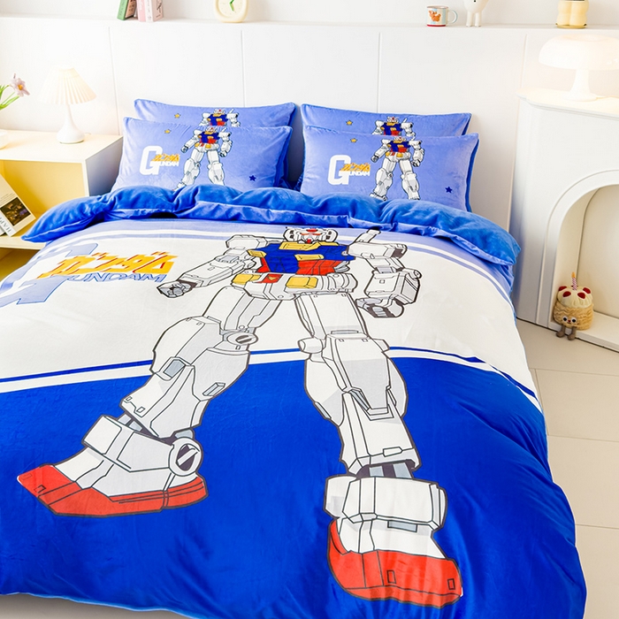 91家纺网 家纺一手货源 找家纺 ds生活馆 2026新款大版卡通水晶绒牛奶绒单被套 机器人