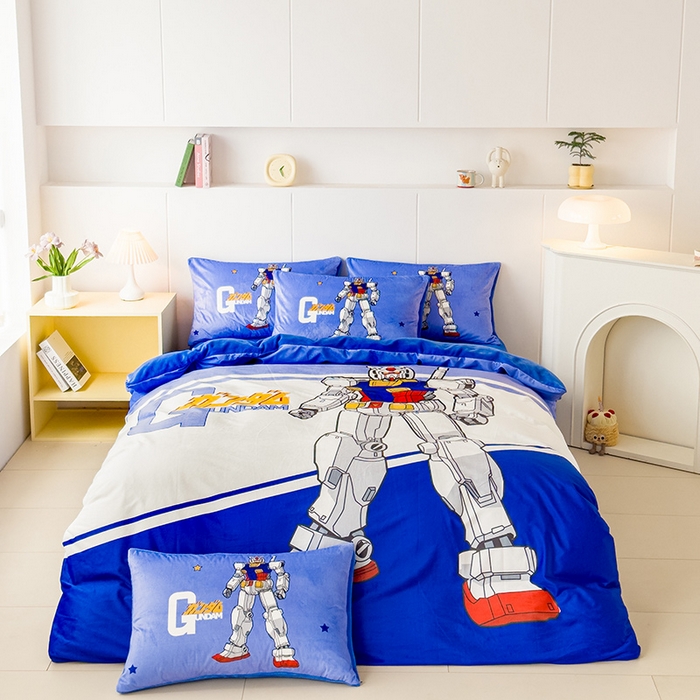 91家纺网 家纺一手货源 找家纺 ds生活馆 2026新款大版卡通水晶绒牛奶绒单被套 机器人