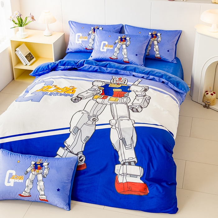 91家纺网 家纺一手货源 找家纺 ds生活馆 2026新款大版卡通水晶绒牛奶绒单被套 机器人