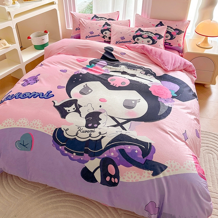 ds生活馆 2026新款大版卡通水晶绒牛奶绒单被套 库洛米