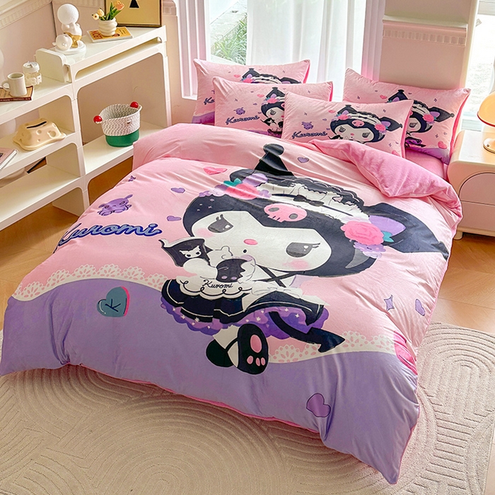 91家纺网 家纺一手货源 找家纺 ds生活馆 2026新款大版卡通水晶绒牛奶绒单被套 库洛米