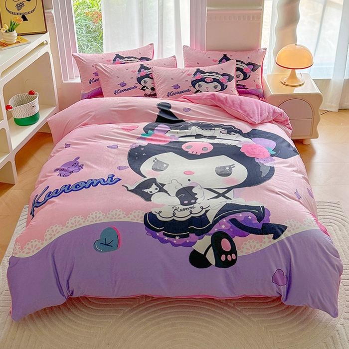 91家纺网 家纺一手货源 找家纺 ds生活馆 2026新款大版卡通水晶绒牛奶绒单被套 库洛米