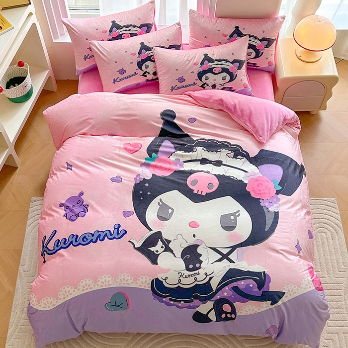 91家纺网 家纺一手货源 找家纺 ds生活馆 2026新款大版卡通水晶绒牛奶绒单被套 库洛米