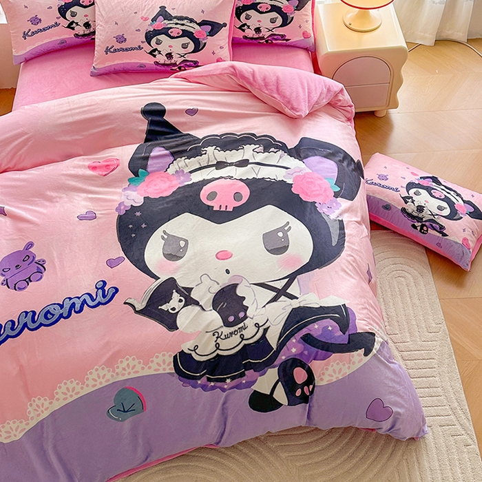 91家纺网 家纺一手货源 找家纺 ds生活馆 2026新款大版卡通水晶绒牛奶绒单被套 库洛米