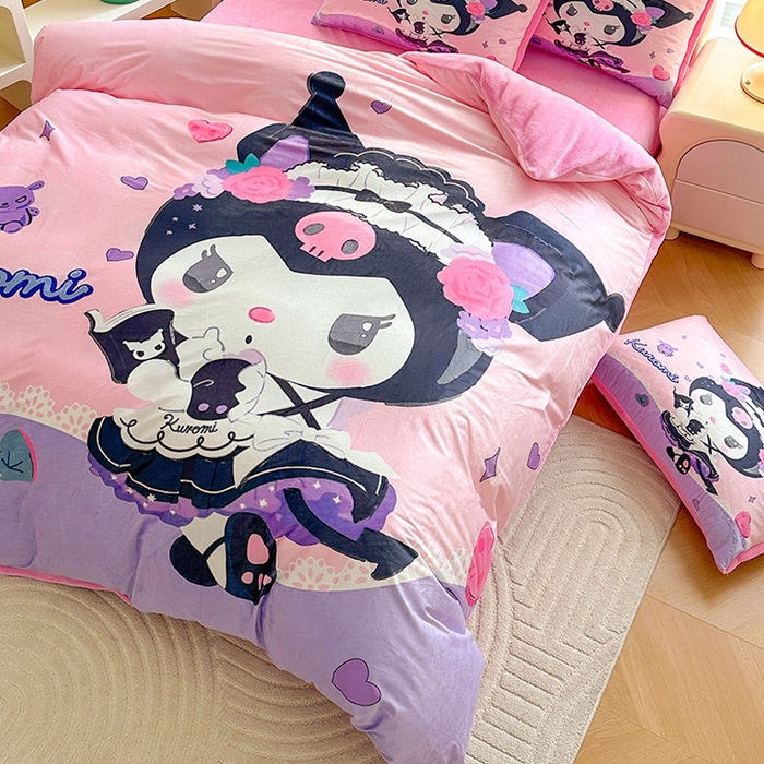 91家纺网 家纺一手货源 找家纺 ds生活馆 2026新款大版卡通水晶绒牛奶绒单被套 库洛米