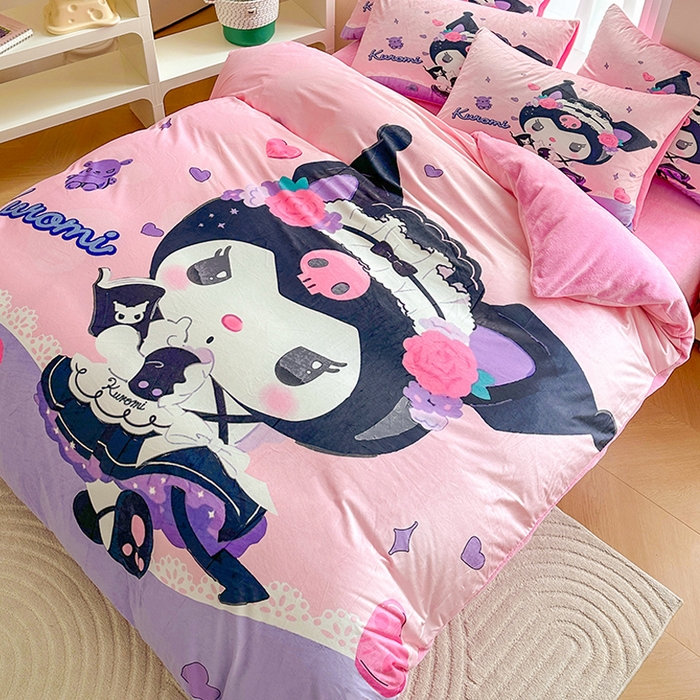 91家纺网 家纺一手货源 找家纺 ds生活馆 2026新款大版卡通水晶绒牛奶绒单被套 库洛米