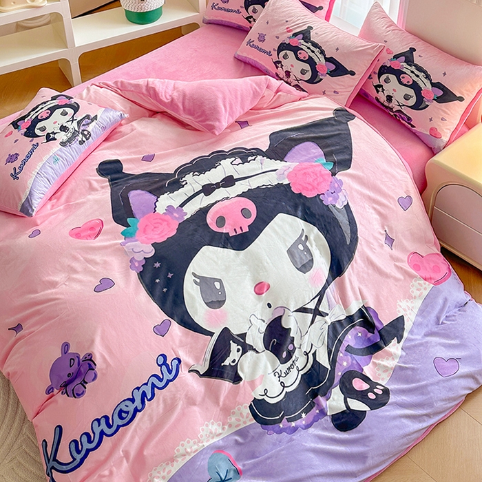 91家纺网 家纺一手货源 找家纺 ds生活馆 2026新款大版卡通水晶绒牛奶绒单被套 库洛米