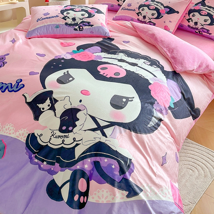 91家纺网 家纺一手货源 找家纺 ds生活馆 2026新款大版卡通水晶绒牛奶绒单被套 库洛米