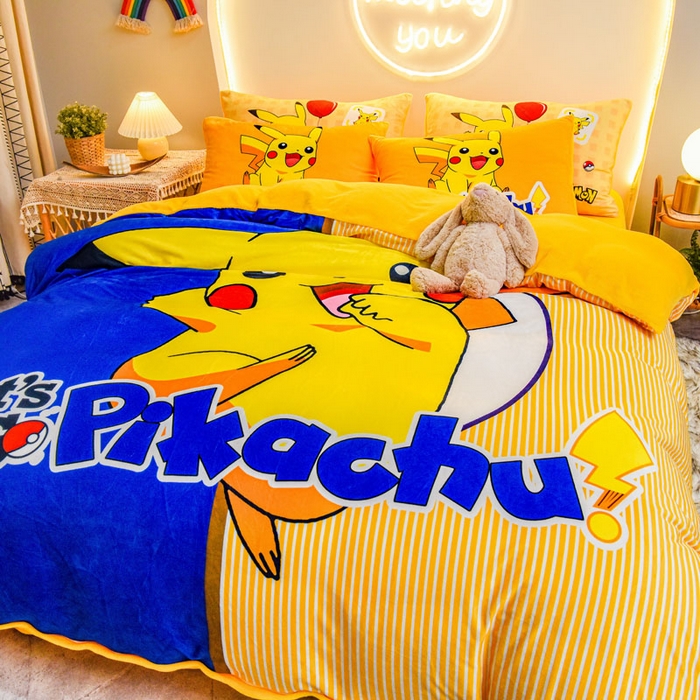 91家纺网 家纺一手货源 找家纺 ds生活馆 2026新款大版卡通水晶绒牛奶绒单被套 快乐皮卡