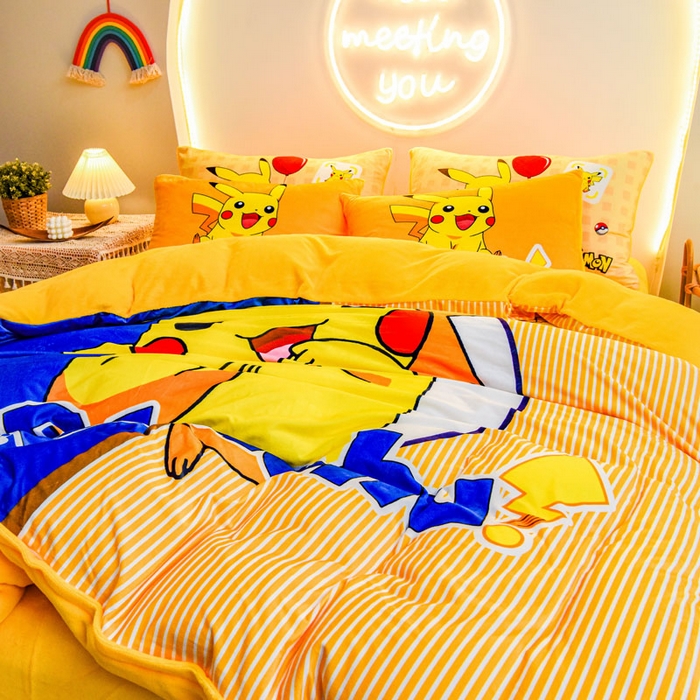 91家纺网 家纺一手货源 找家纺 ds生活馆 2026新款大版卡通水晶绒牛奶绒单被套 快乐皮卡