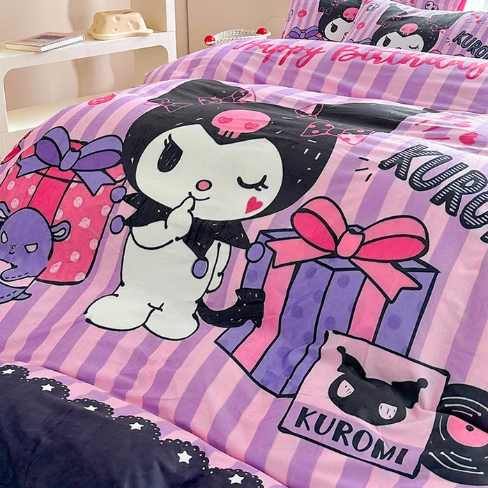 91家纺网 家纺一手货源 找家纺 ds生活馆 2026新款大版卡通水晶绒牛奶绒单被套 礼物库米