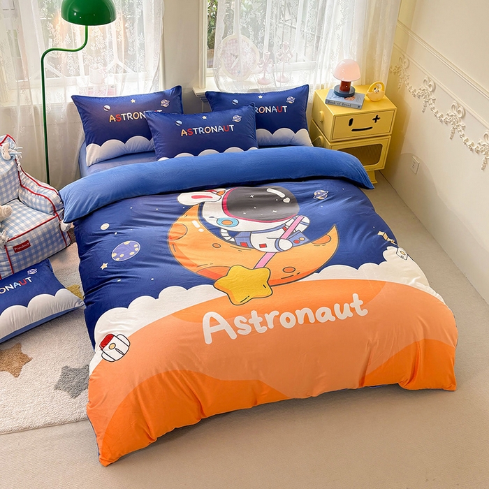 91家纺网 家纺一手货源 找家纺 ds生活馆 2026新款大版卡通水晶绒牛奶绒单被套 流浪月球