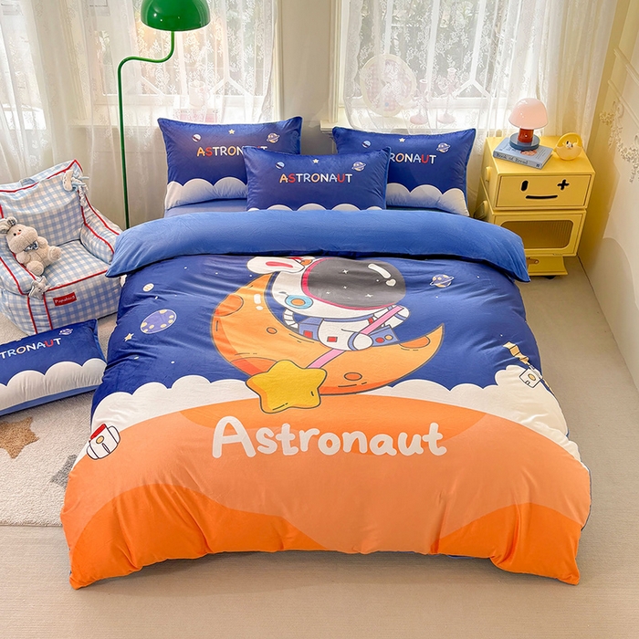 91家纺网 家纺一手货源 找家纺 ds生活馆 2026新款大版卡通水晶绒牛奶绒单被套 流浪月球