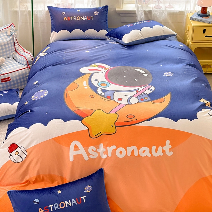 91家纺网 家纺一手货源 找家纺 ds生活馆 2026新款大版卡通水晶绒牛奶绒单被套 流浪月球