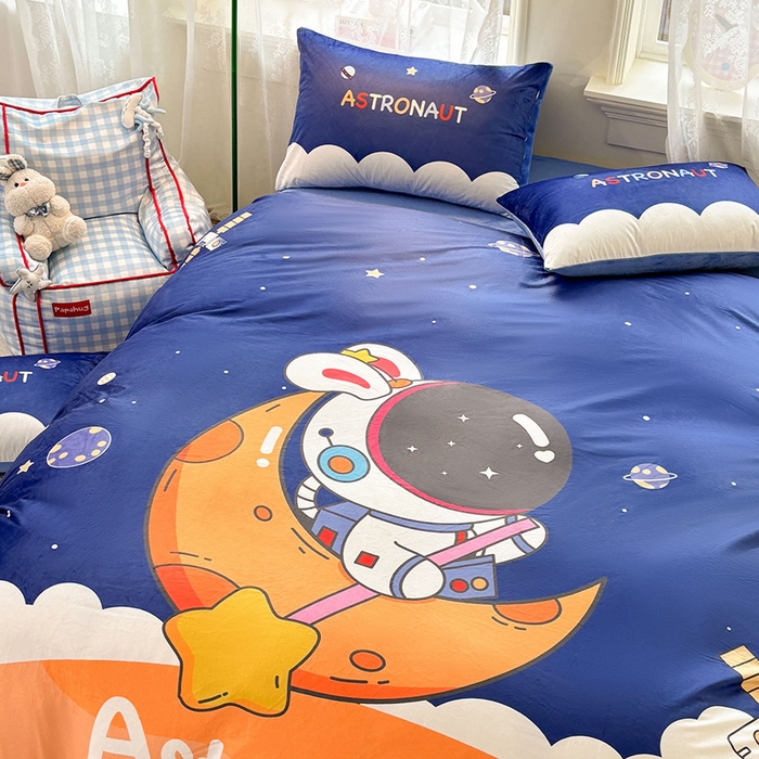 91家纺网 家纺一手货源 找家纺 ds生活馆 2026新款大版卡通水晶绒牛奶绒单被套 流浪月球