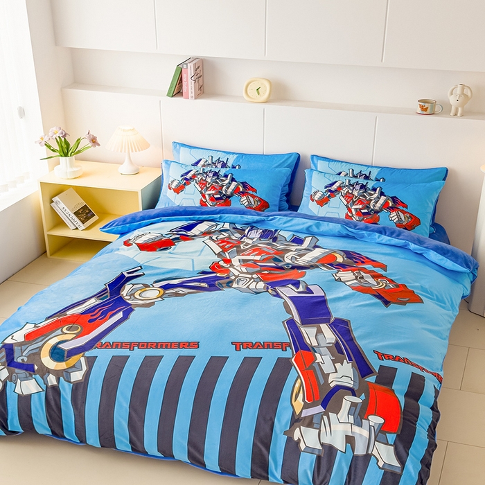 91家纺网 家纺一手货源 找家纺 ds生活馆 2026新款大版卡通水晶绒牛奶绒单被套 擎天柱