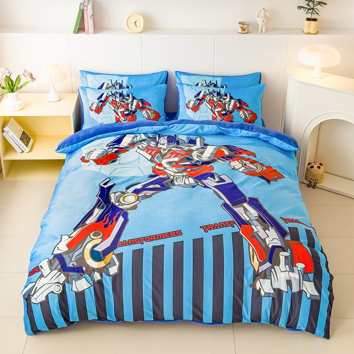 91家纺网 家纺一手货源 找家纺 ds生活馆 2026新款大版卡通水晶绒牛奶绒单被套 擎天柱