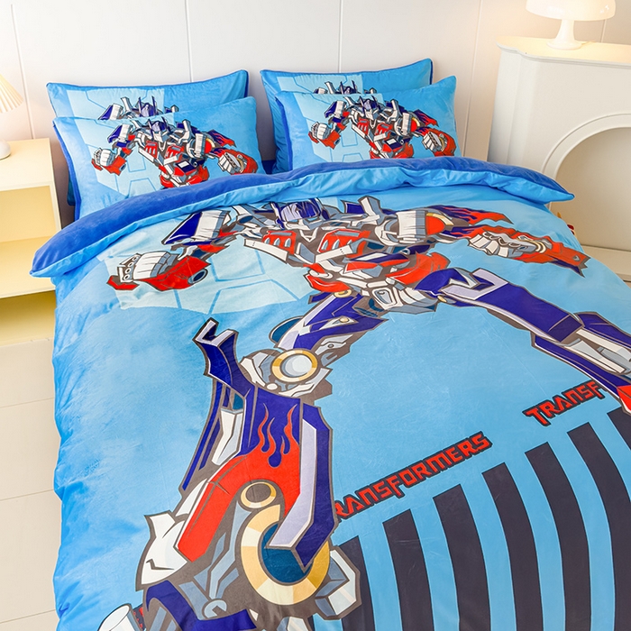 91家纺网 家纺一手货源 找家纺 ds生活馆 2026新款大版卡通水晶绒牛奶绒单被套 擎天柱