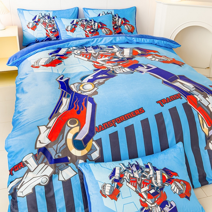 91家纺网 家纺一手货源 找家纺 ds生活馆 2026新款大版卡通水晶绒牛奶绒单被套 擎天柱