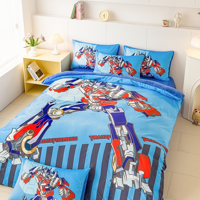 91家纺网 家纺一手货源 找家纺 ds生活馆 2026新款大版卡通水晶绒牛奶绒单被套 擎天柱