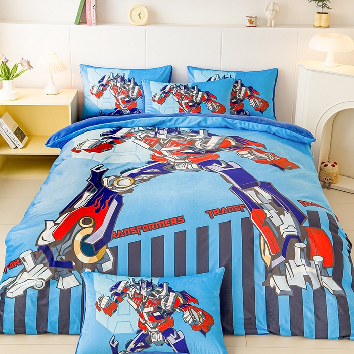 91家纺网 家纺一手货源 找家纺 ds生活馆 2026新款大版卡通水晶绒牛奶绒单被套 擎天柱