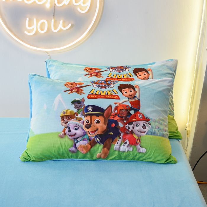 91家纺网 家纺一手货源 找家纺 ds生活馆 2026新款大版卡通水晶绒牛奶绒单被套 汪汪队