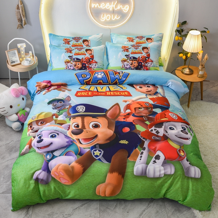 91家纺网 家纺一手货源 找家纺 ds生活馆 2026新款大版卡通水晶绒牛奶绒单被套 汪汪队