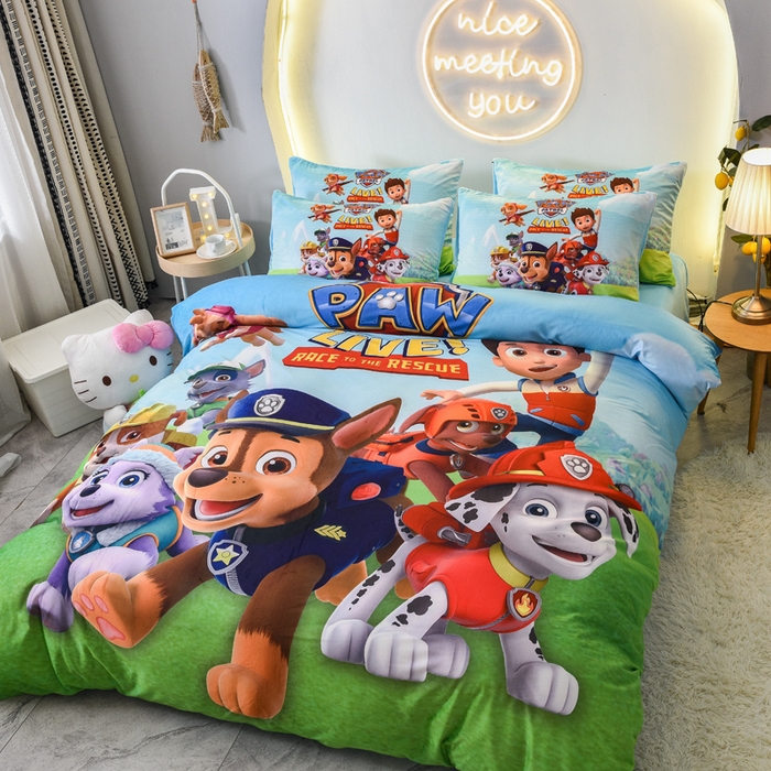 91家纺网 家纺一手货源 找家纺 ds生活馆 2026新款大版卡通水晶绒牛奶绒单被套 汪汪队