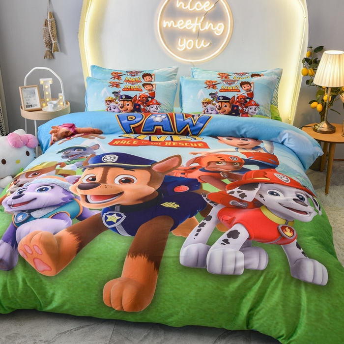 91家纺网 家纺一手货源 找家纺 ds生活馆 2026新款大版卡通水晶绒牛奶绒单被套 汪汪队