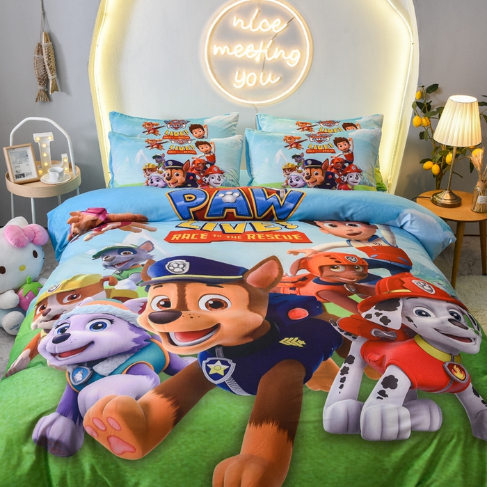 91家纺网 家纺一手货源 找家纺 ds生活馆 2026新款大版卡通水晶绒牛奶绒单被套 汪汪队