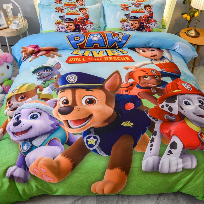 91家纺网 家纺一手货源 找家纺 ds生活馆 2026新款大版卡通水晶绒牛奶绒单被套 汪汪队