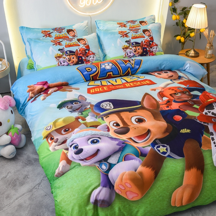 91家纺网 家纺一手货源 找家纺 ds生活馆 2026新款大版卡通水晶绒牛奶绒单被套 汪汪队