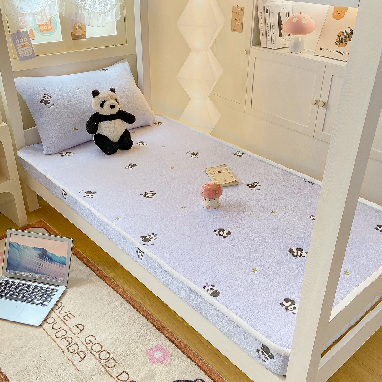 91家纺网 家纺一手货源 找家纺 （总）眠势力 2025新款250g双面绒学生床笠单件三件套宿舍上下铺刺绣款牛奶绒床垫保护套