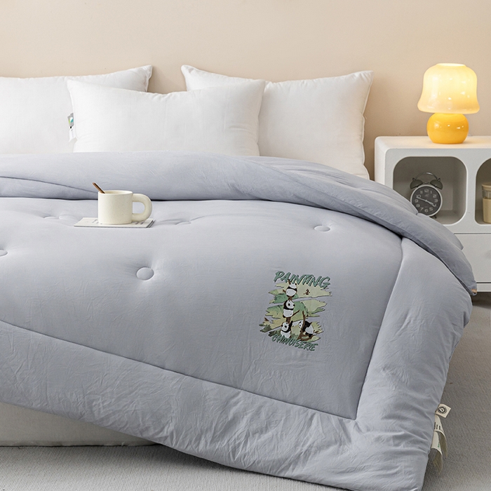 91家纺网 家纺一手货源 找家纺 帕芬鸟家纺 2025新款超柔水洗棉大豆被子被芯 灰色