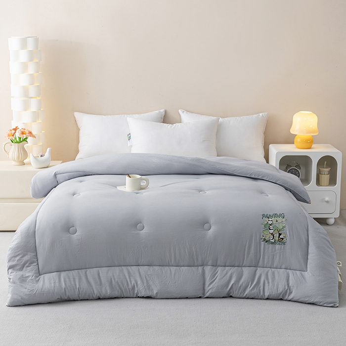 91家纺网 家纺一手货源 找家纺 帕芬鸟家纺 2025新款超柔水洗棉大豆被子被芯 灰色