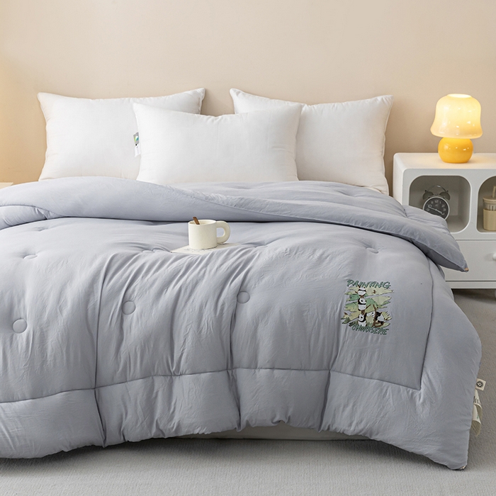 91家纺网 家纺一手货源 找家纺 帕芬鸟家纺 2025新款超柔水洗棉大豆被子被芯 灰色