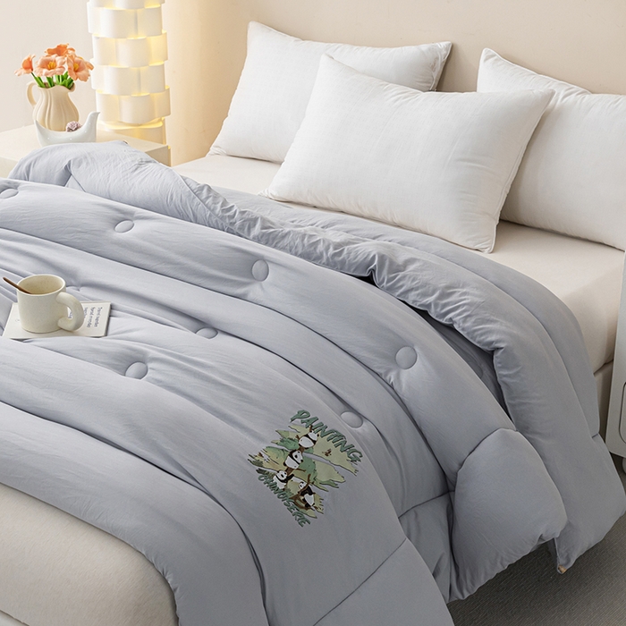 91家纺网 家纺一手货源 找家纺 帕芬鸟家纺 2025新款超柔水洗棉大豆被子被芯 灰色
