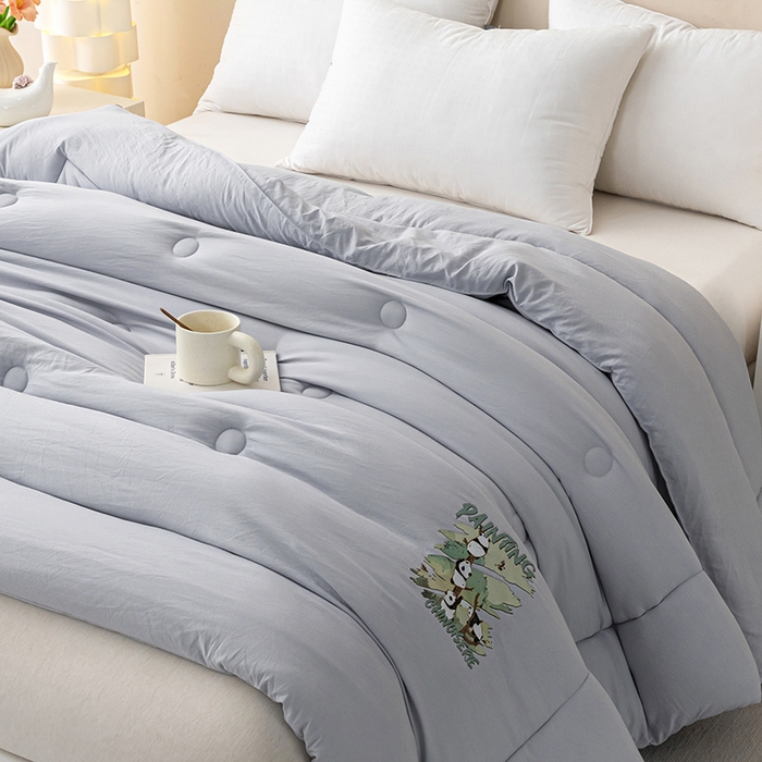 91家纺网 家纺一手货源 找家纺 帕芬鸟家纺 2025新款超柔水洗棉大豆被子被芯 灰色
