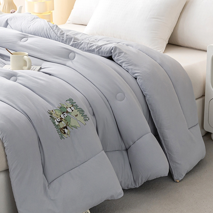 91家纺网 家纺一手货源 找家纺 帕芬鸟家纺 2025新款超柔水洗棉大豆被子被芯 灰色