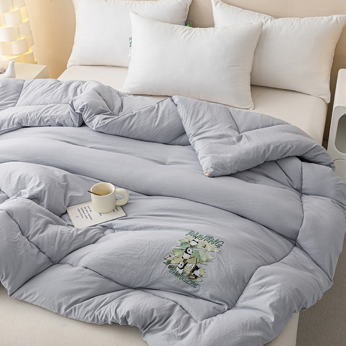 91家纺网 家纺一手货源 找家纺 帕芬鸟家纺 2025新款超柔水洗棉大豆被子被芯 灰色