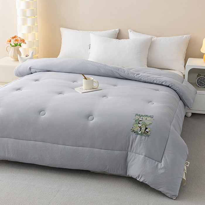 91家纺网 家纺一手货源 找家纺 帕芬鸟家纺 2025新款超柔水洗棉大豆被子被芯 灰色