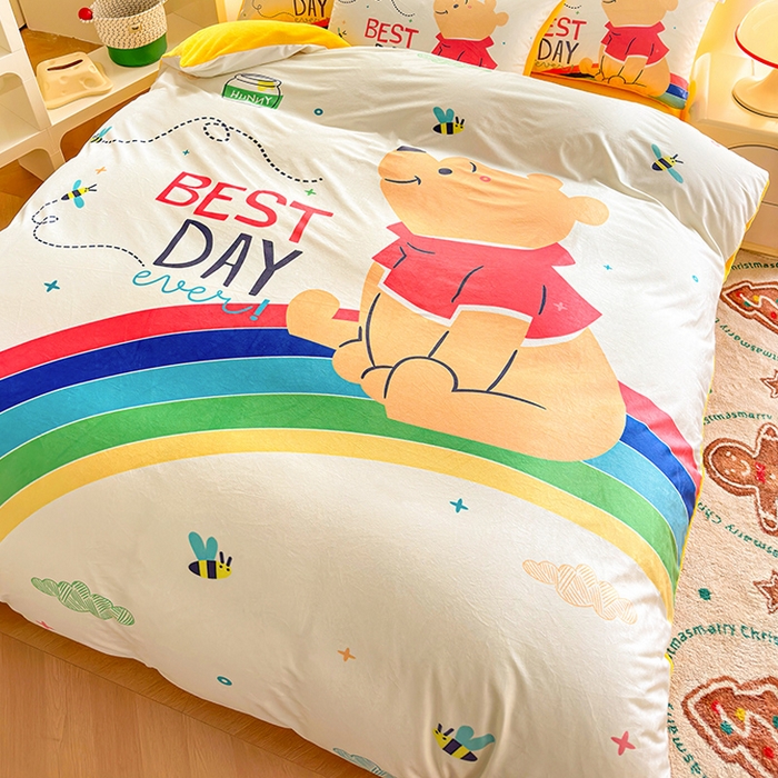 ds生活馆 2026新款大版卡通水晶绒牛奶绒单被套 维尼小熊