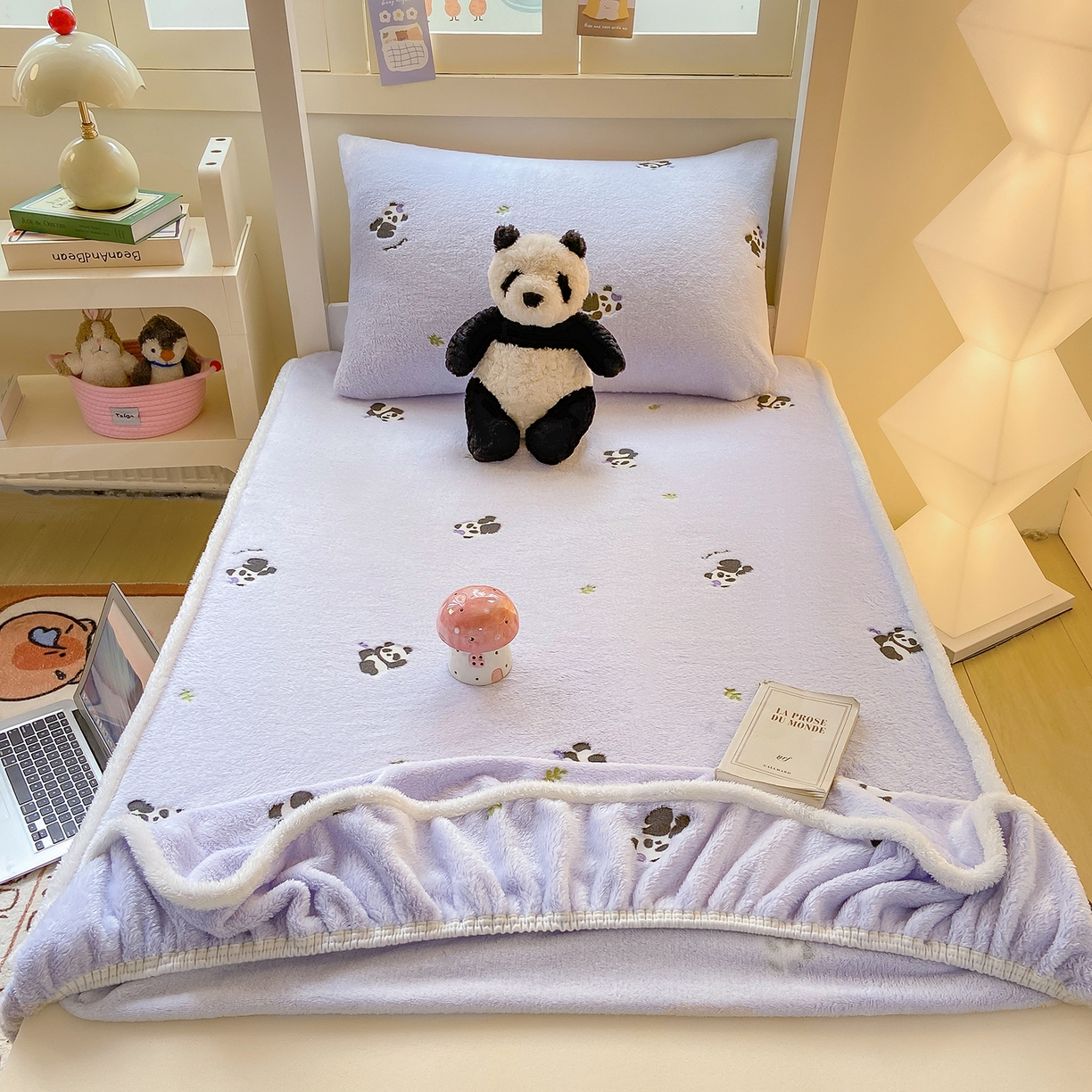 91家纺网 家纺一手货源 找家纺 （总）眠势力 2025新款250g双面绒学生床笠单件三件套宿舍上下铺刺绣款牛奶绒床垫保护套