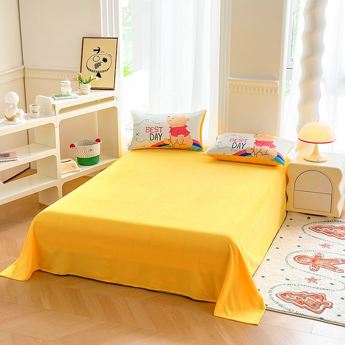 91家纺网 家纺一手货源 找家纺 ds生活馆 2026新款大版卡通水晶绒牛奶绒单被套 维尼小熊